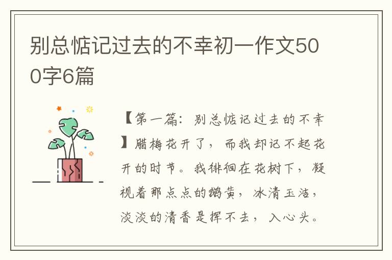 别总惦记过去的不幸初一作文500字6篇