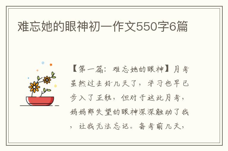 难忘她的眼神初一作文550字6篇