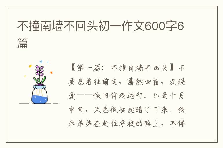 不撞南墙不回头初一作文600字6篇