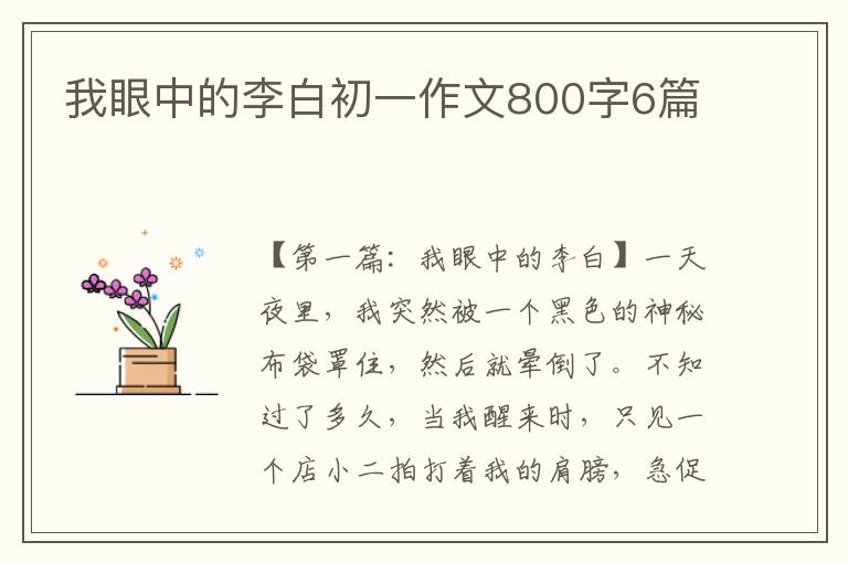 我眼中的李白初一作文800字6篇