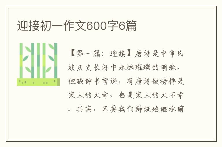 迎接初一作文600字6篇