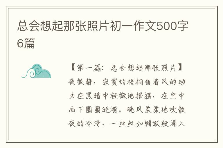 总会想起那张照片初一作文500字6篇