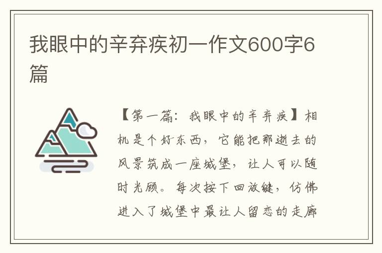 我眼中的辛弃疾初一作文600字6篇