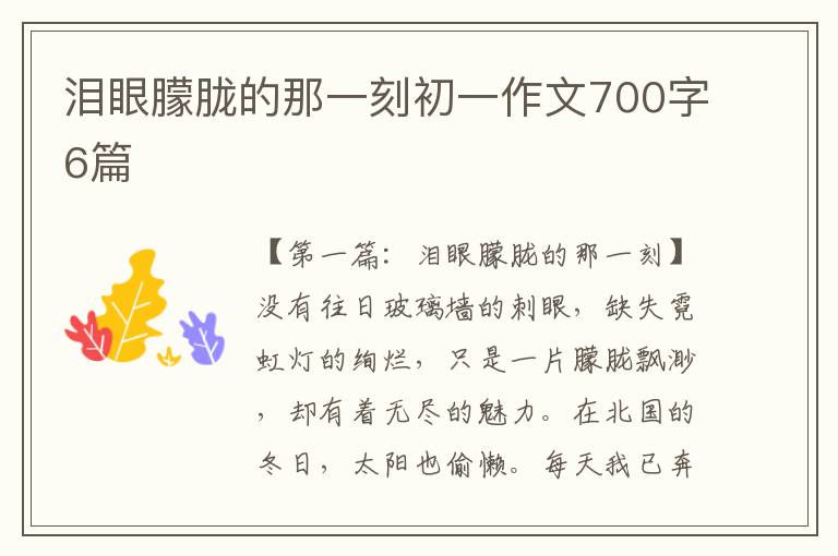 泪眼朦胧的那一刻初一作文700字6篇