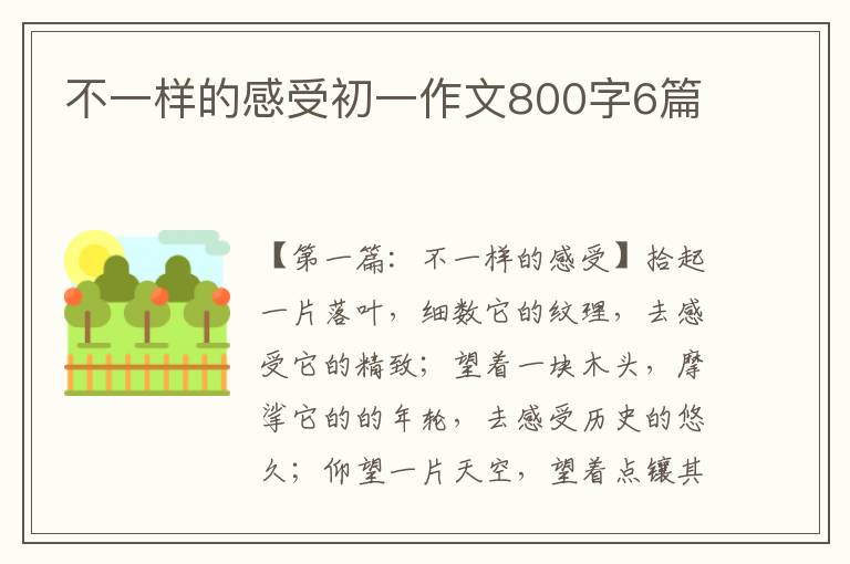 不一样的感受初一作文800字6篇