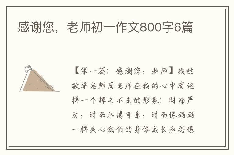 感谢您，老师初一作文800字6篇