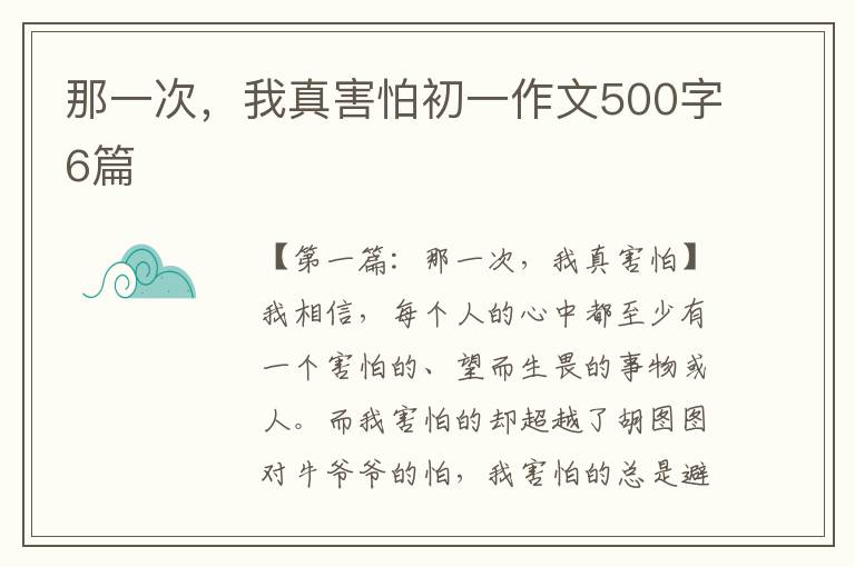 那一次，我真害怕初一作文500字6篇