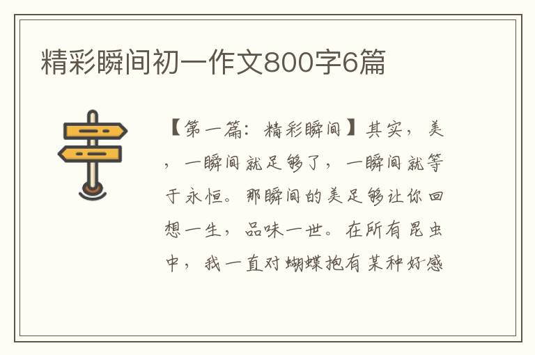 精彩瞬间初一作文800字6篇