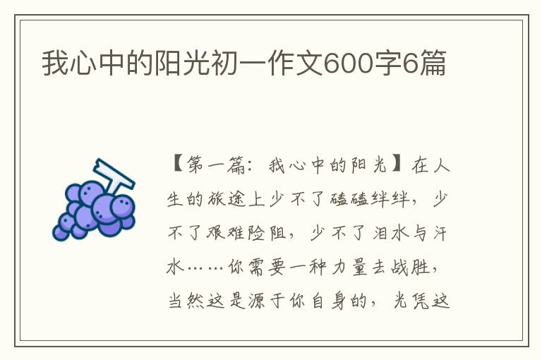 我心中的阳光初一作文600字6篇