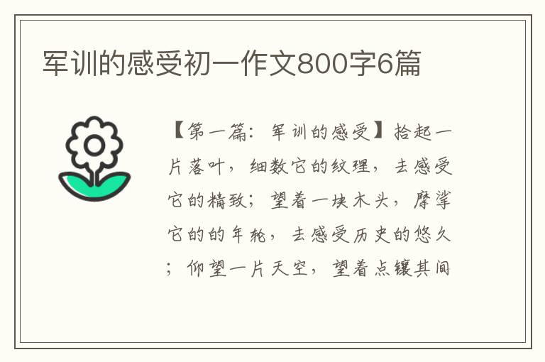 军训的感受初一作文800字6篇