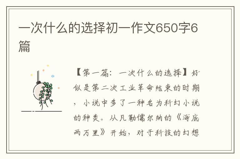 一次什么的选择初一作文650字6篇