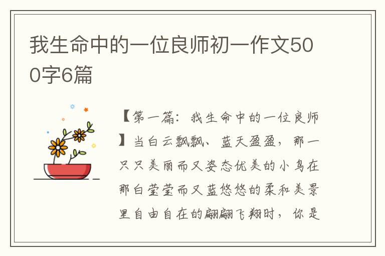 我生命中的一位良师初一作文500字6篇