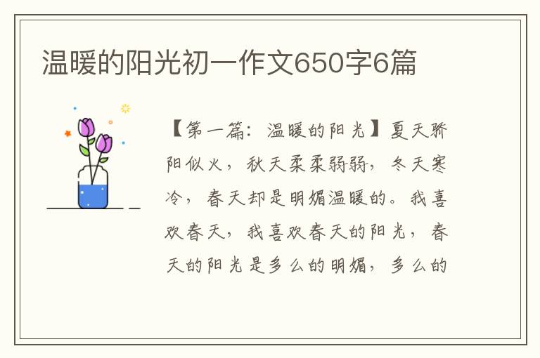 温暖的阳光初一作文650字6篇