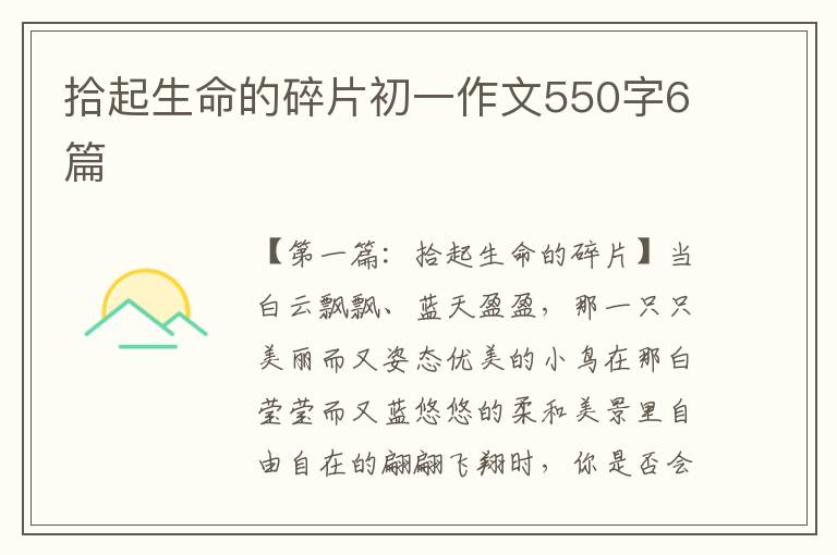 拾起生命的碎片初一作文550字6篇