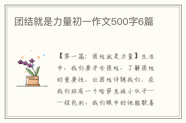 团结就是力量初一作文500字6篇