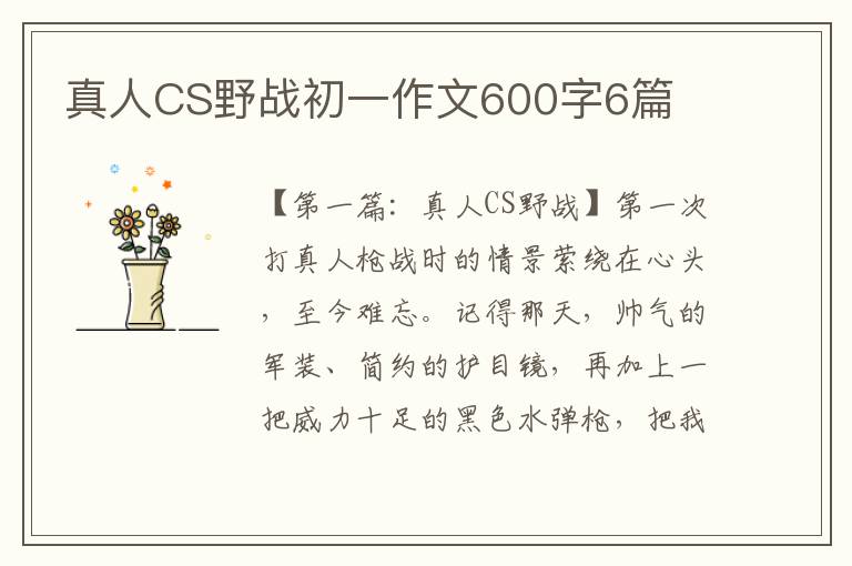 真人CS野战初一作文600字6篇