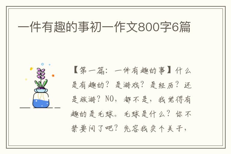 一件有趣的事初一作文800字6篇