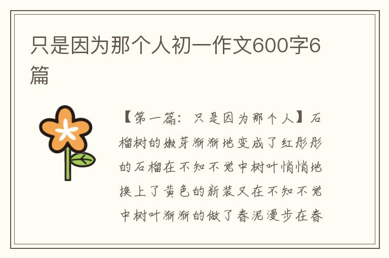 只是因为那个人初一作文600字6篇