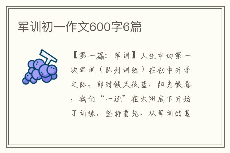 军训初一作文600字6篇