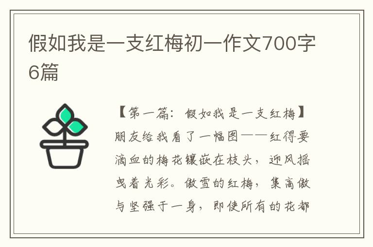 假如我是一支红梅初一作文700字6篇