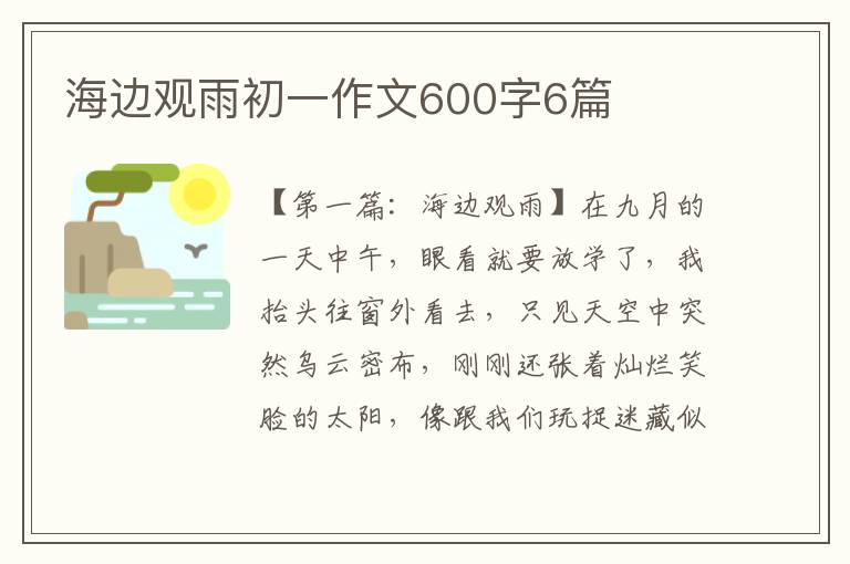 海边观雨初一作文600字6篇