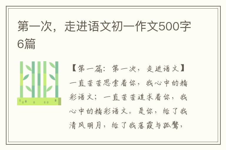 第一次，走进语文初一作文500字6篇