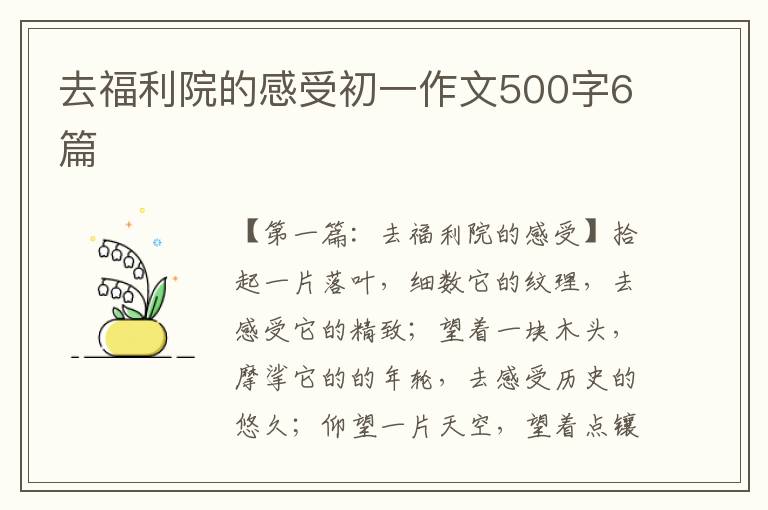 去福利院的感受初一作文500字6篇