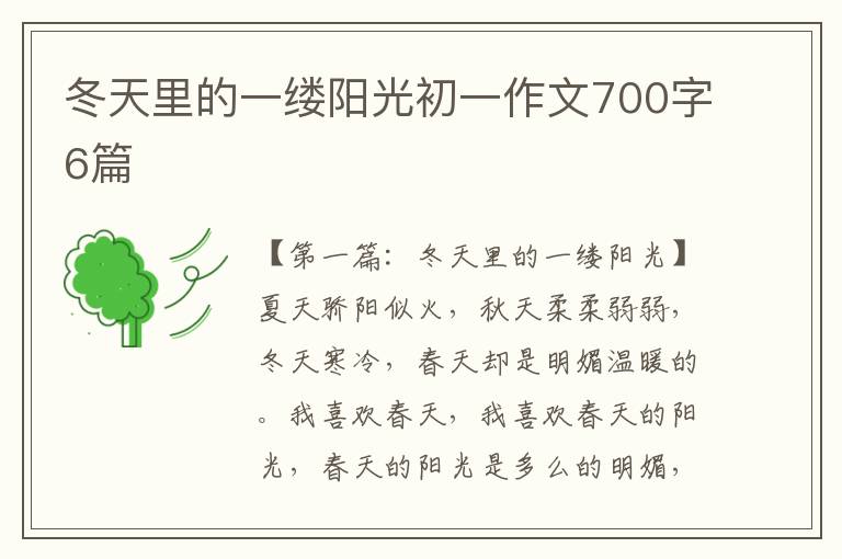 冬天里的一缕阳光初一作文700字6篇