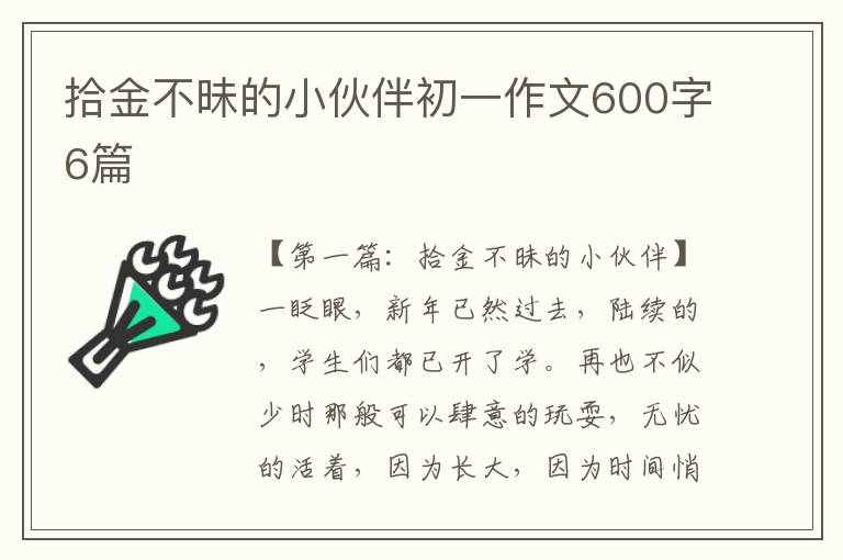 拾金不昧的小伙伴初一作文600字6篇