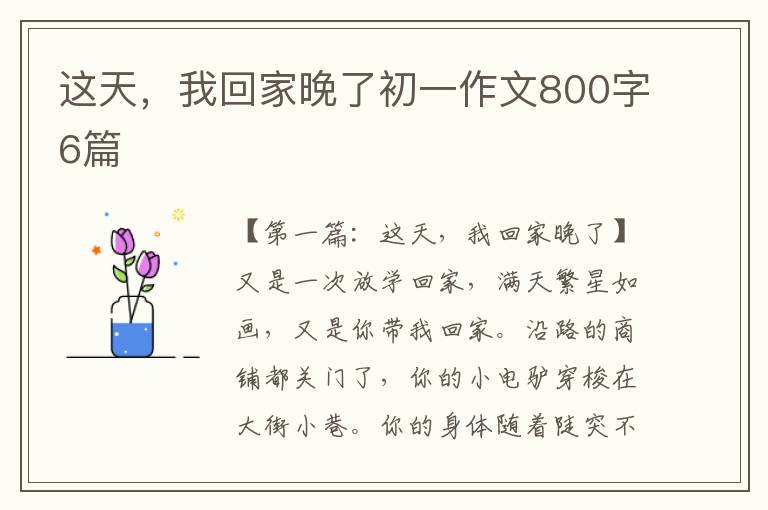 这天，我回家晚了初一作文800字6篇