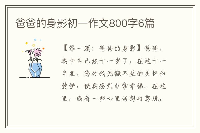 爸爸的身影初一作文800字6篇