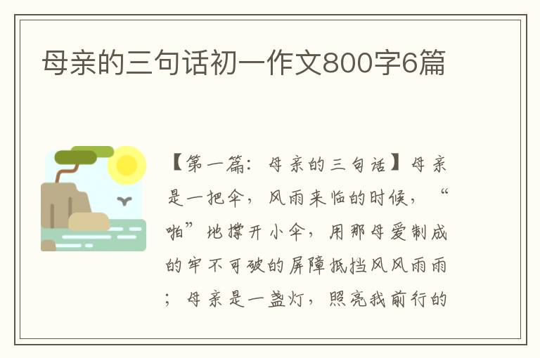 母亲的三句话初一作文800字6篇