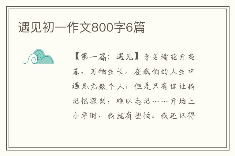 遇见初一作文800字6篇