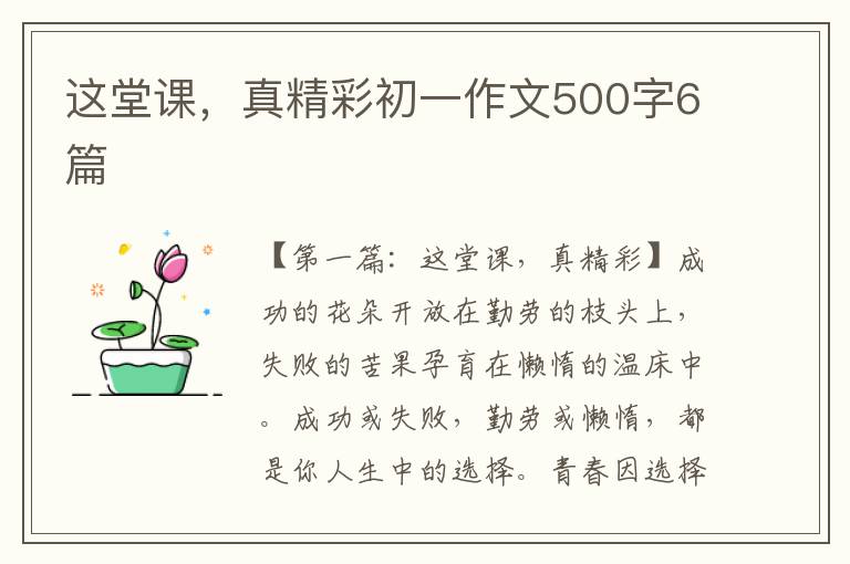 这堂课，真精彩初一作文500字6篇