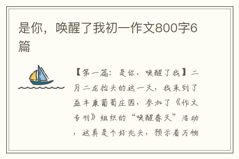 是你，唤醒了我初一作文800字6篇