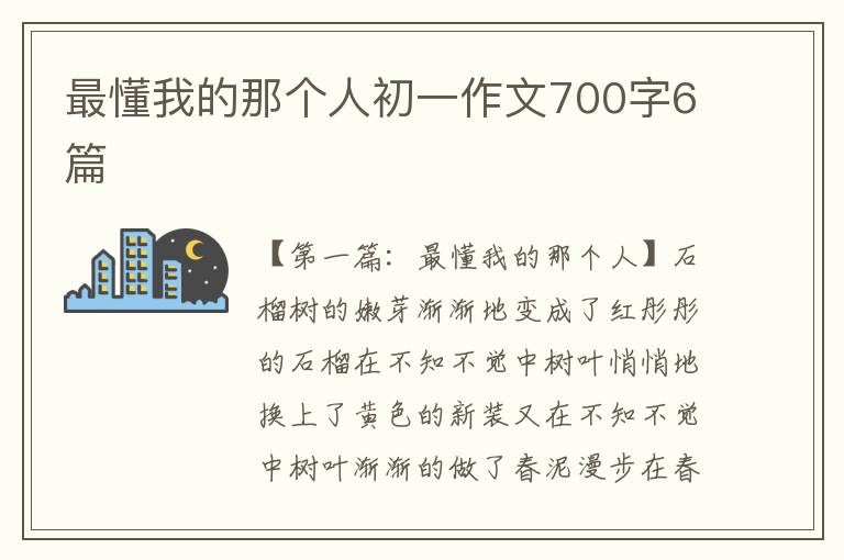 最懂我的那个人初一作文700字6篇