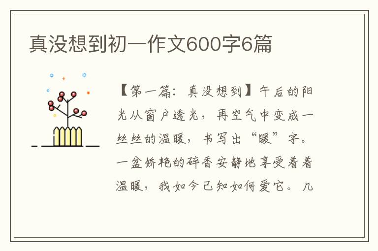 真没想到初一作文600字6篇