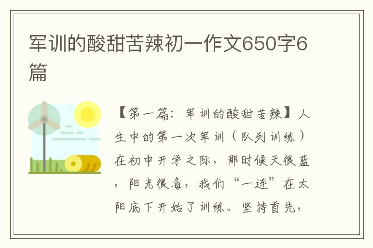 军训的酸甜苦辣初一作文650字6篇