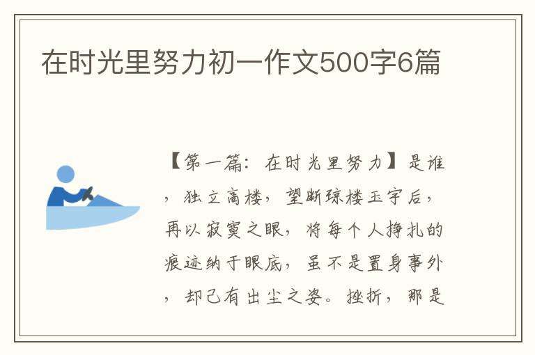 在时光里努力初一作文500字6篇