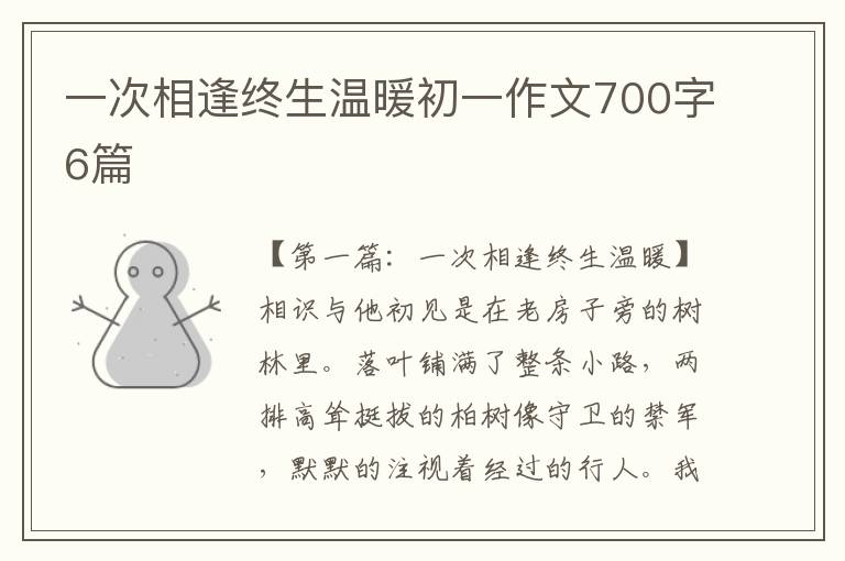 一次相逢终生温暖初一作文700字6篇