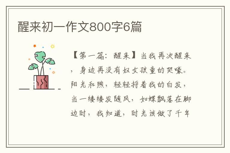 醒来初一作文800字6篇