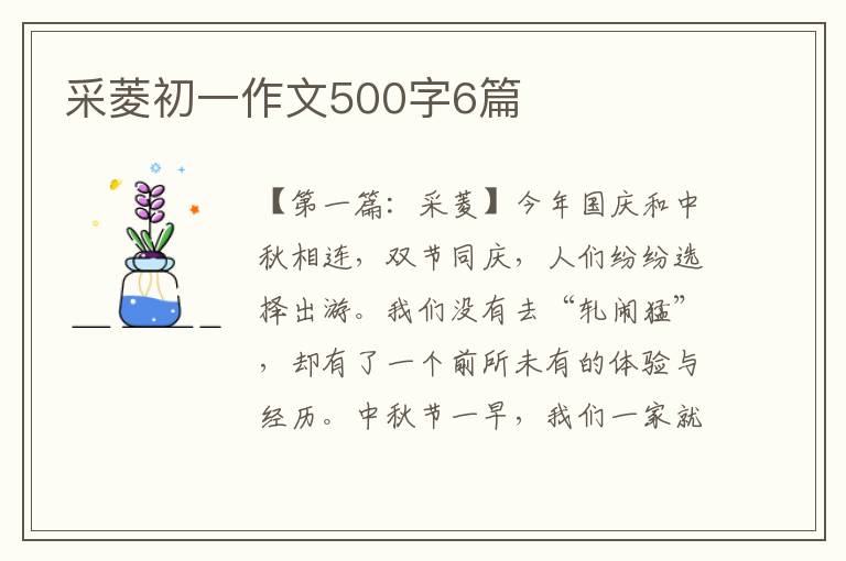 采菱初一作文500字6篇