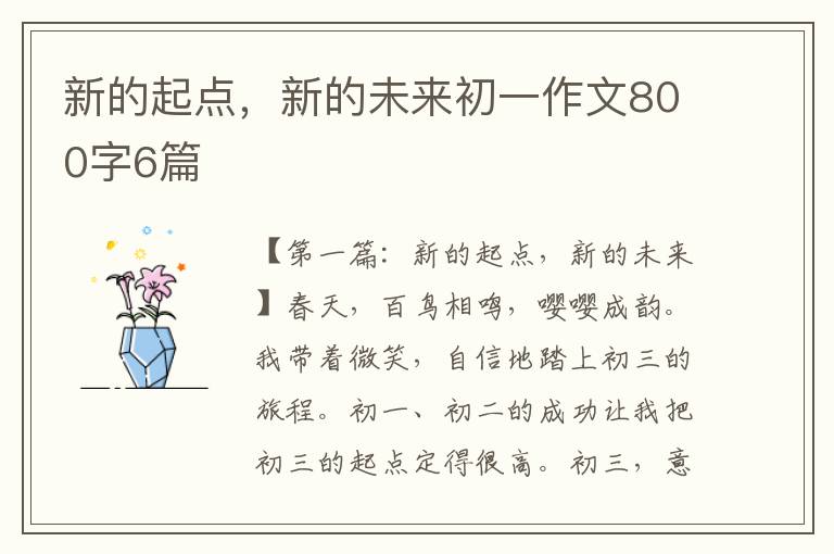 新的起点，新的未来初一作文800字6篇