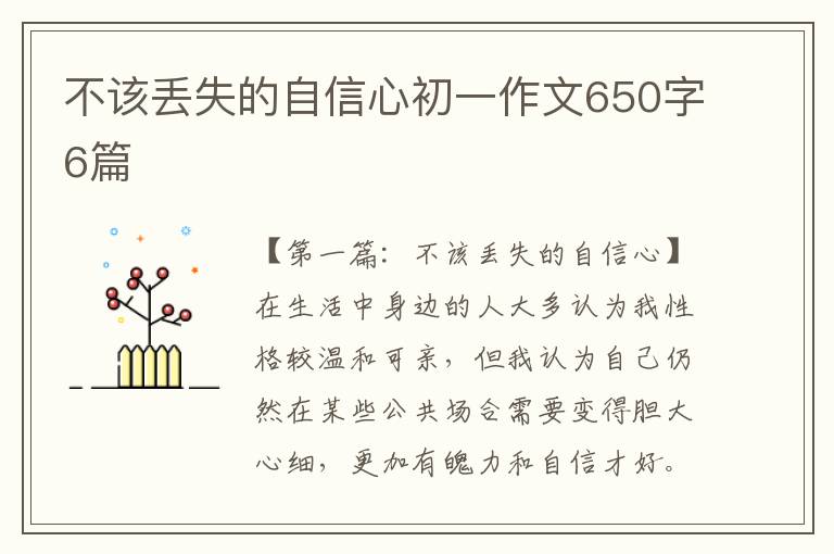 不该丢失的自信心初一作文650字6篇