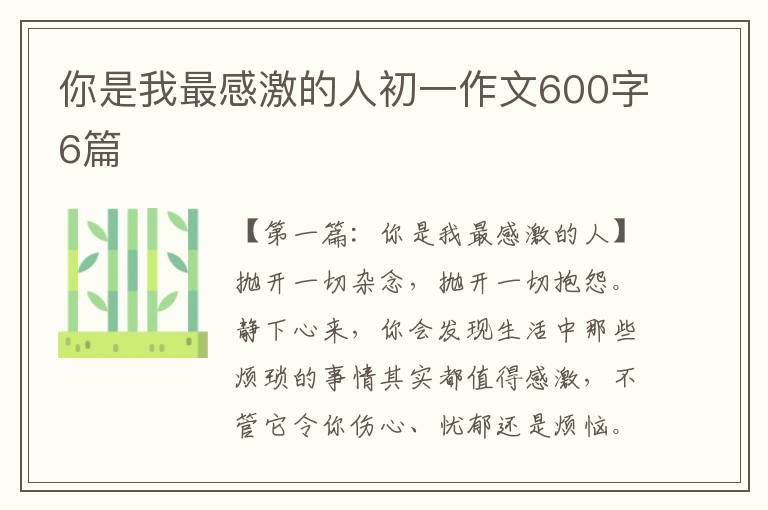 你是我最感激的人初一作文600字6篇