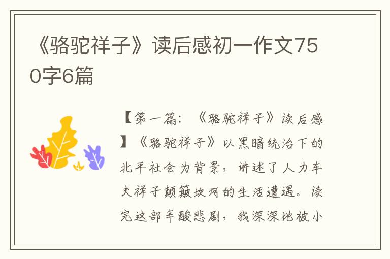 《骆驼祥子》读后感初一作文750字6篇