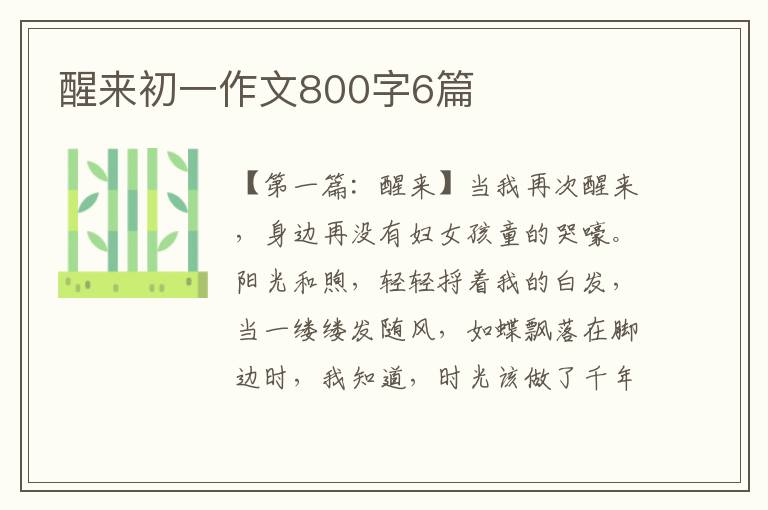 醒来初一作文800字6篇