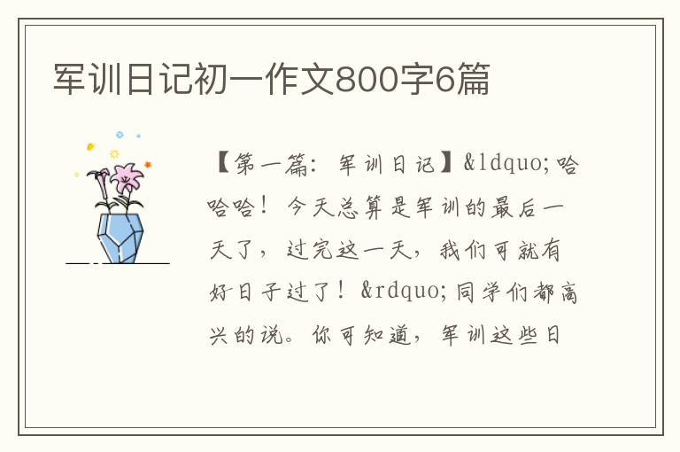 军训日记初一作文800字6篇