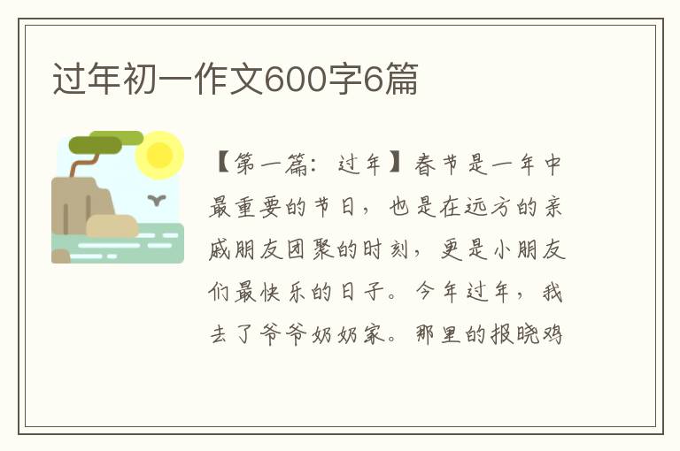 过年初一作文600字6篇