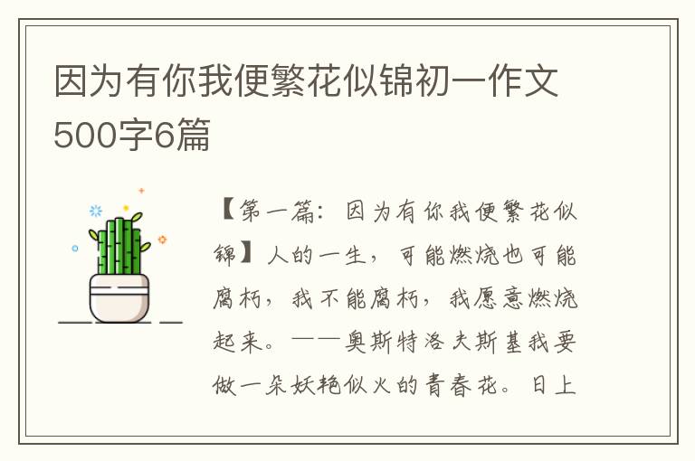 因为有你我便繁花似锦初一作文500字6篇